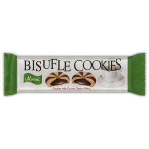 Bisufle Cookies Mozaik, Kakaové sušenky s čokoládovou náplní, 48g