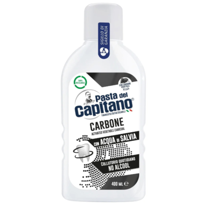 Pasta del Capitano ústní voda s rostlinným uhlím 400ml