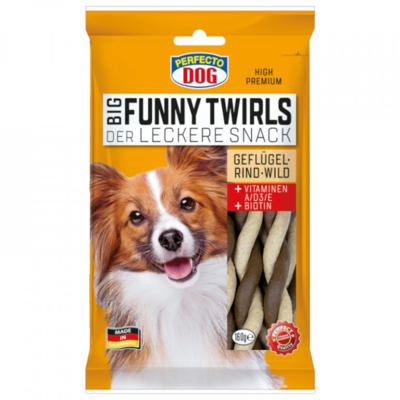 Perfecto Dog Funny Twirls tyčinky s důbežím masem a zvěřinou 160g