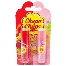 Chupa Chups balzám na rty vodní meloun a broskev 2ks