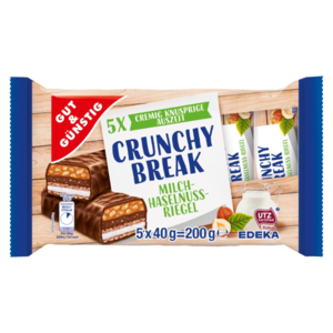 GG Crunchy Break tyčinky s mléčným a lískooříškovým krémem 5x40g