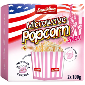 Snackline popcorn do mikrovlnky, sladký 2x100g