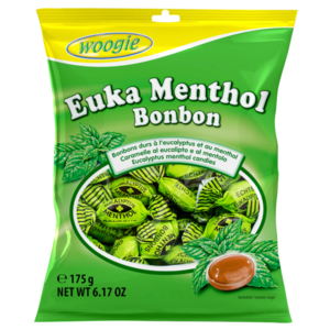 Woogie bylinkové bonbony Euka Menthol 175g