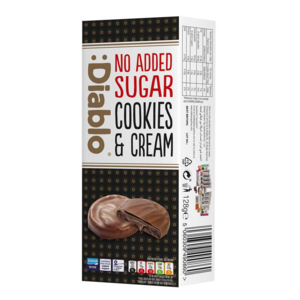 Diablo Čokoládové sušenky plněné brownie krémem bez přidaného cukru 128g