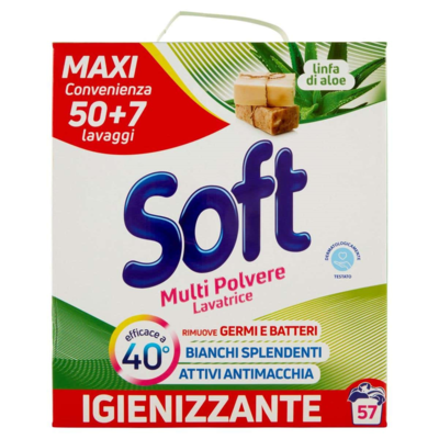 SOFT prací prášek s aloe vera na bílé prádlo 3,15KG 57PD