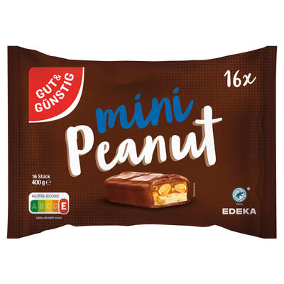 GG Čokoládové mini tyčinky s arašídy a karamelem 400g