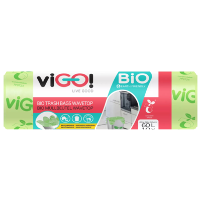 viGO! Bio pytle na odpad s uchy 100% kompostovatelné 60l 10 ks